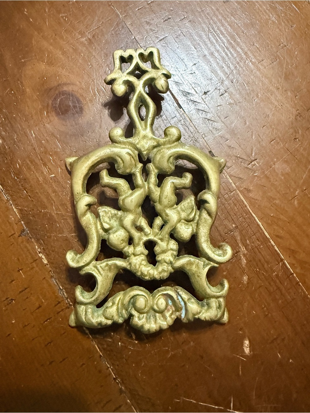 Wilton Vintage Brass Cherub Angel Trivet Footed Metal~ Original Patina